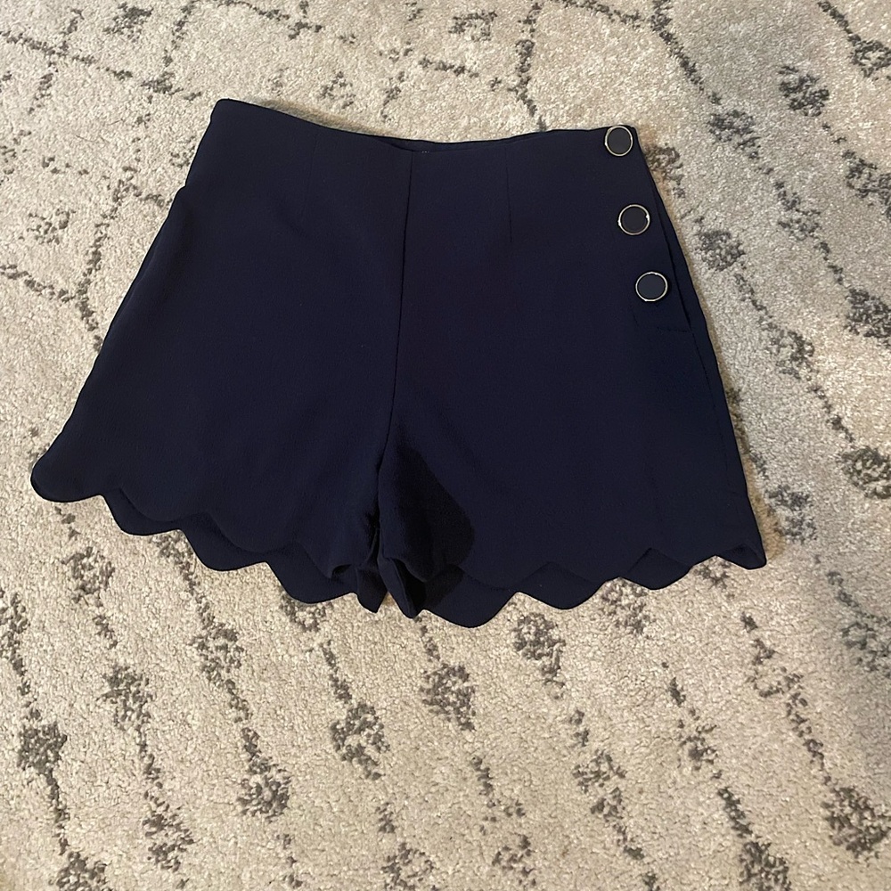 Navy Scalloped Shorts
